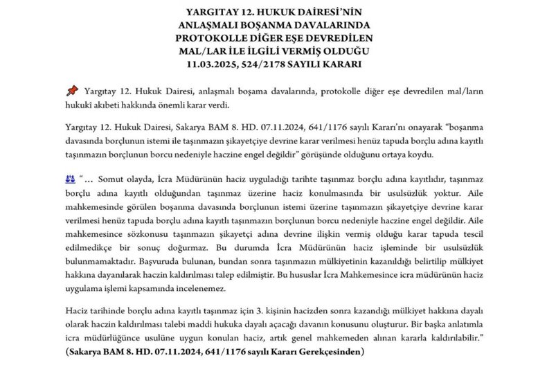 ANLAŞMALI BOŞANMA DAVALARINDA PROTOKOLLE DİĞER EŞE DEVREDİLEN MALLAR
