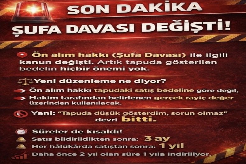 ŞUFA DAVASI DEĞİŞİKLİKLER